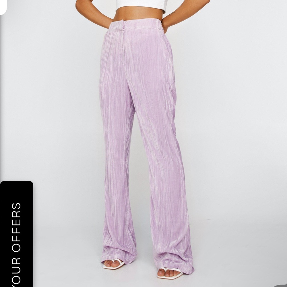 NWT Nasty Gal Velvet Tailored Flared Trousers
